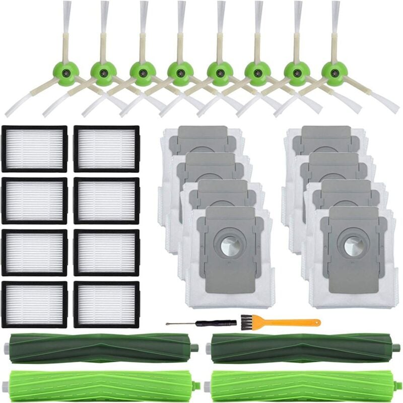 Image of 20er-Pack Ersatzteile für Irobot Roomba I7 I7+ I3 I3+ I4 I4+ I6 I6+ I8 I8+ J7 J7+/plus E5 E6 E7 Staubsauger, 2 Gummibürsten 6 Hepa-Filter - Ahlsen