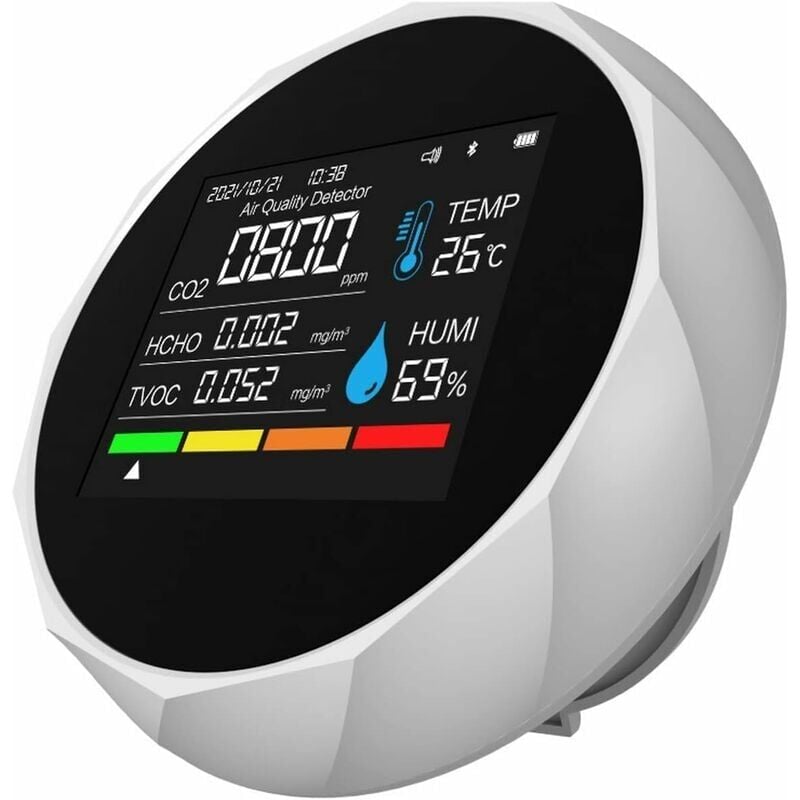 Image of Ahlsen Tragbarer Luftqualitätsdetektor, CO2-Messung, digitale Temperaturmessung, Luftfeuchtigkeitstester, Kohlendioxid-Detektor, TVOC, Formaldeide