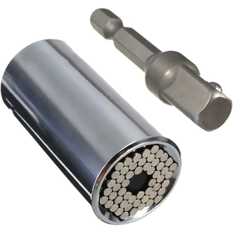 Image of Ahlsen - Universal-Stecknuss, (7 mm–19 mm), Universal-Ratschen-Reparaturwerkzeug mit 3/8 Sechskant-Verlängerungsschlüssel-Adapter, Bohrer,