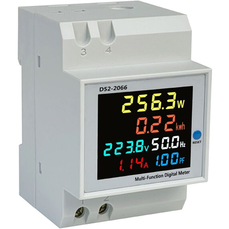 Image of Ahlsen AC40-300V 100A Digitaler Energiezähler, kalibriertes AC-KWh-Strommessgerät, Amperemeter, Voltmeter, Zwischenmessgerät, DIN-Strom, CT-Typ