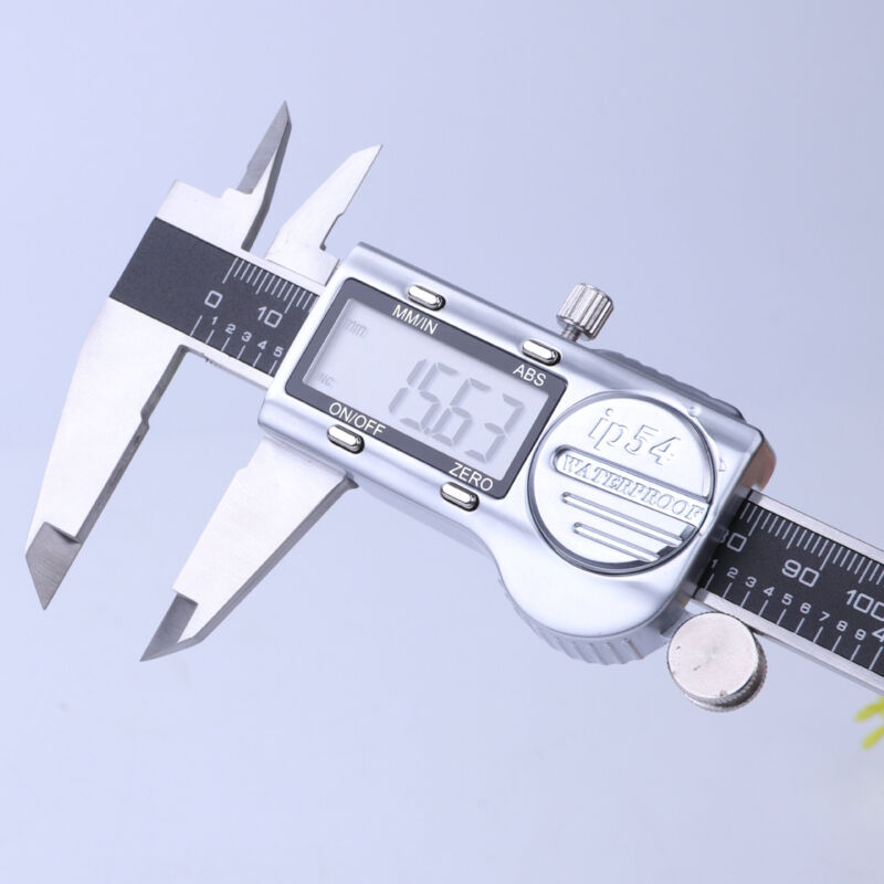 Image of Ahlsen Digitaler Messschieber, 150 mm/6 Zoll, elektronischer Messschieber aus Edelstahl, IP54 wasserdicht, mit LCD-Anzeige, mm/Zoll/Bruch-Umrechnung