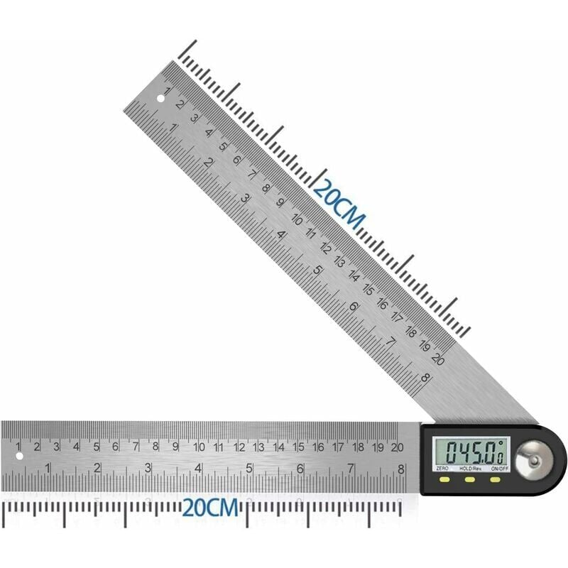 Image of Ahlsen - Digitaler Winkelmesser, 0–360 °, digitaler Neigungsmesser, Edelstahl-Winkelmesser, Lineal mit LCD-Display für die Reparatur von