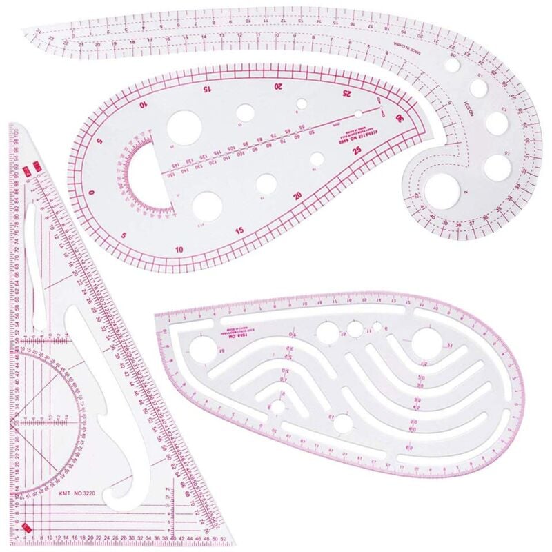 Image of Ahlsen Nählineal, 4 Stück, metrisches Lineal, Kurvenlineal zum Nähen, Zeichnungsvorlage, Schneiderwerkzeug für DIY-Kleidung