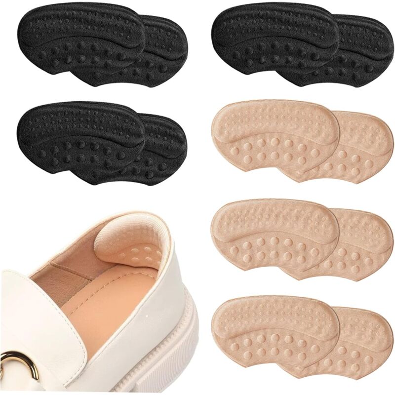 Image of Ahlsen Paar Fersenschutz-Schwamm-Schuhkissen, rutschfeste selbstklebende Einlegesohlen, erhältlich für Männer und Frauen (3 Beige + 3 Schwarz)