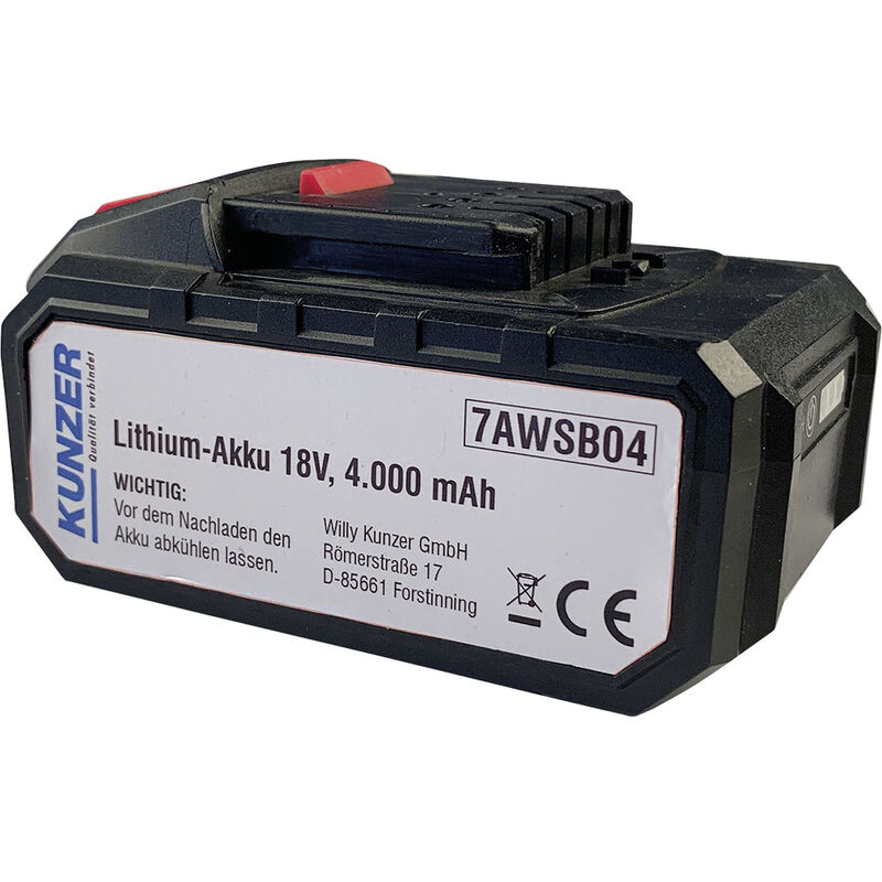 Image of Kunzer 7AWSB04 Werkzeug-Akku 18 V 4000 mAh Li-Ion