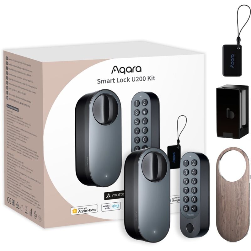 Image of Smart lock u200 kit black smart door lock de homekit, thread, bluetooth 5.1, nfc - Aqara