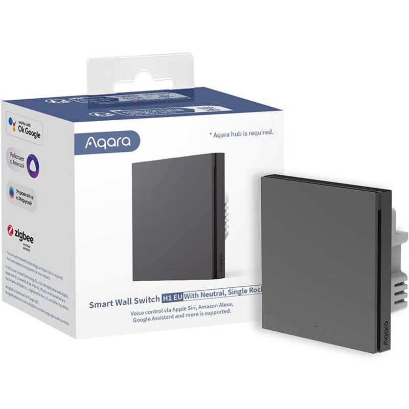 Image of Smart Wall Switch H1 (mit zero, Einzelwippe) - Grau - Aqara