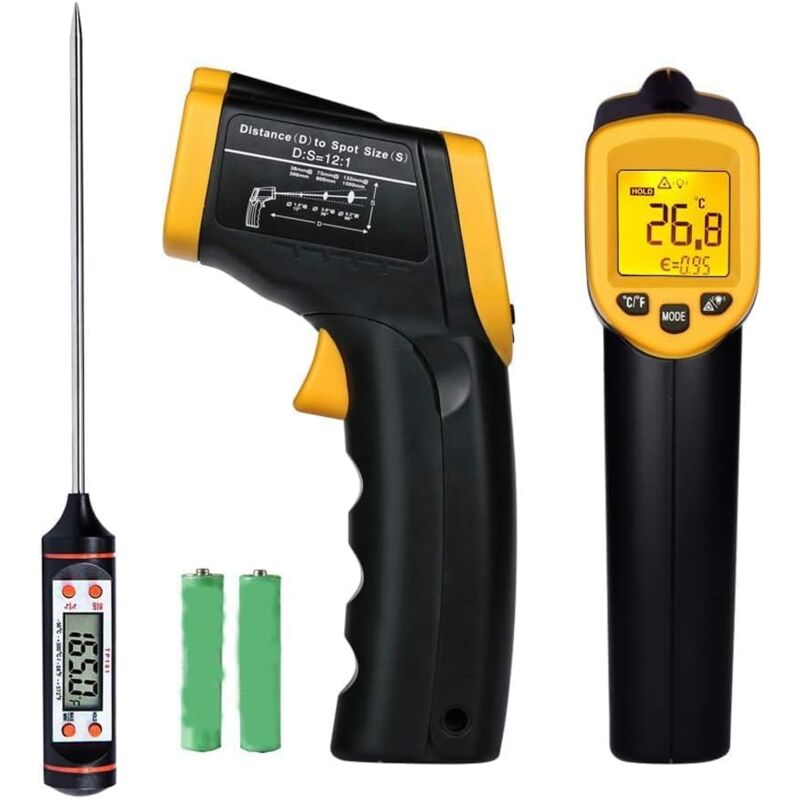 Image of Dolaso - Berührungsloses digitales Laser-Infrarot-Thermometer, Fleischthermometer, Temperaturpistole -58℉716℉(-50℃380℃), Temperaturfühler für