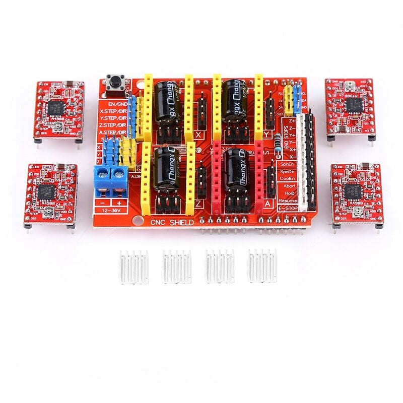 Image of Eosnow - cnc Shield Erweiterungsplatine 4 Stück A4988 Schrittmotortreiber für Gravierer 3D-Drucker