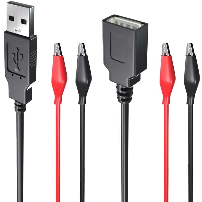 Image of Dolaso - Dual-Kupfer-USB-Krokodilklemmen-Messleitungssatz, USB-Stecker, Buchse, Krokodilklemmen für die Prüfung elektrischer Schaltkreise