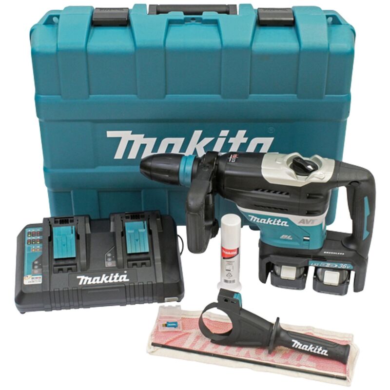 Image of Makita - DHR400PG2U Akku-Kombihammer sds-max 2x 18 v / 2x 6,0 Ah Akku + Ladegerät inkl. Zubehör in Transportkoffer