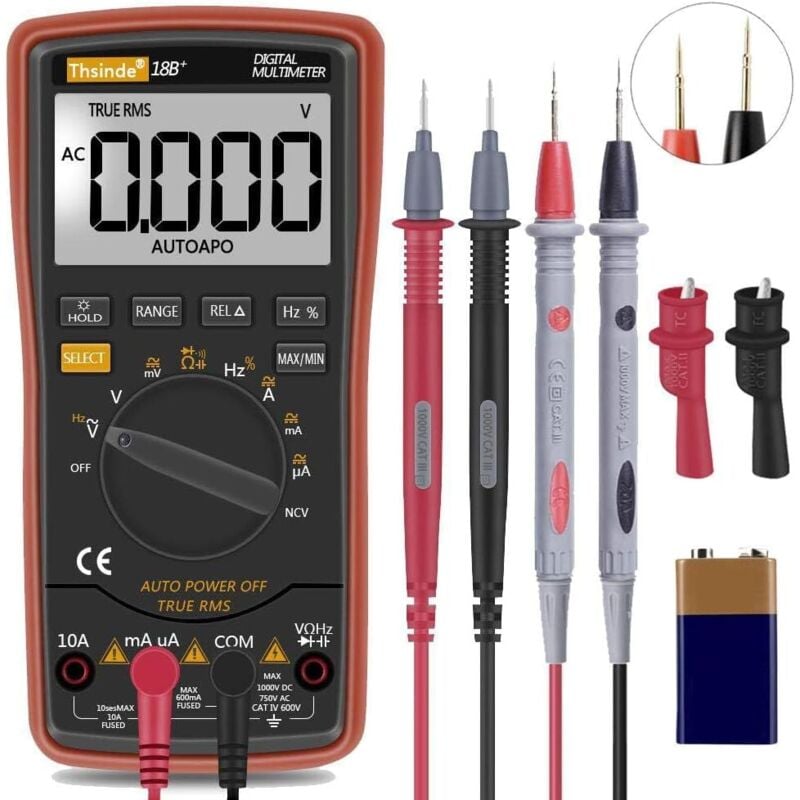 Image of Dolaso - Digitales Multimeter, Display-Tasten-Design, automatische Reichweite, Elektriker, Temperatur, Kapazität, Voltmeter mit Krokodilklemme,