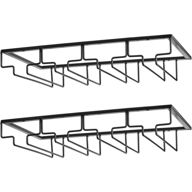 Image of Weinglasregal – Metall-Stielglashalter zum Aufhängen unter dem Schrank mit Schrauben, Aufbewahrungsregal aus rostfreiem Eisenglas mit 4 Reihen für