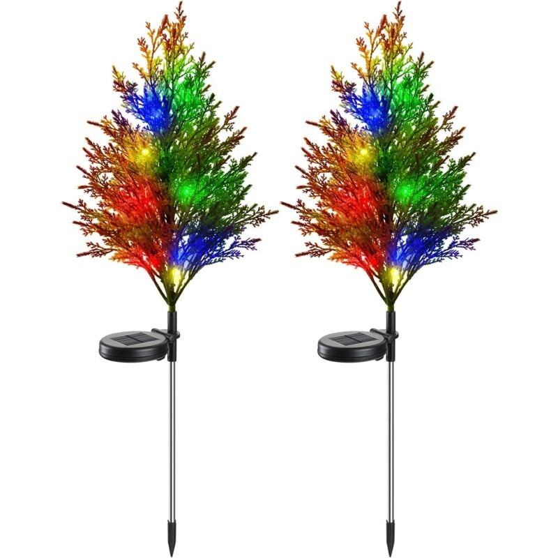 Image of Solar-Weihnachtsbaum-Lichter, Garten, Outdoor, wasserdicht, Hofdekoration, Pfähle, dekorative Weihnachtsbeleuchtung, mehrfarbige funkelnde