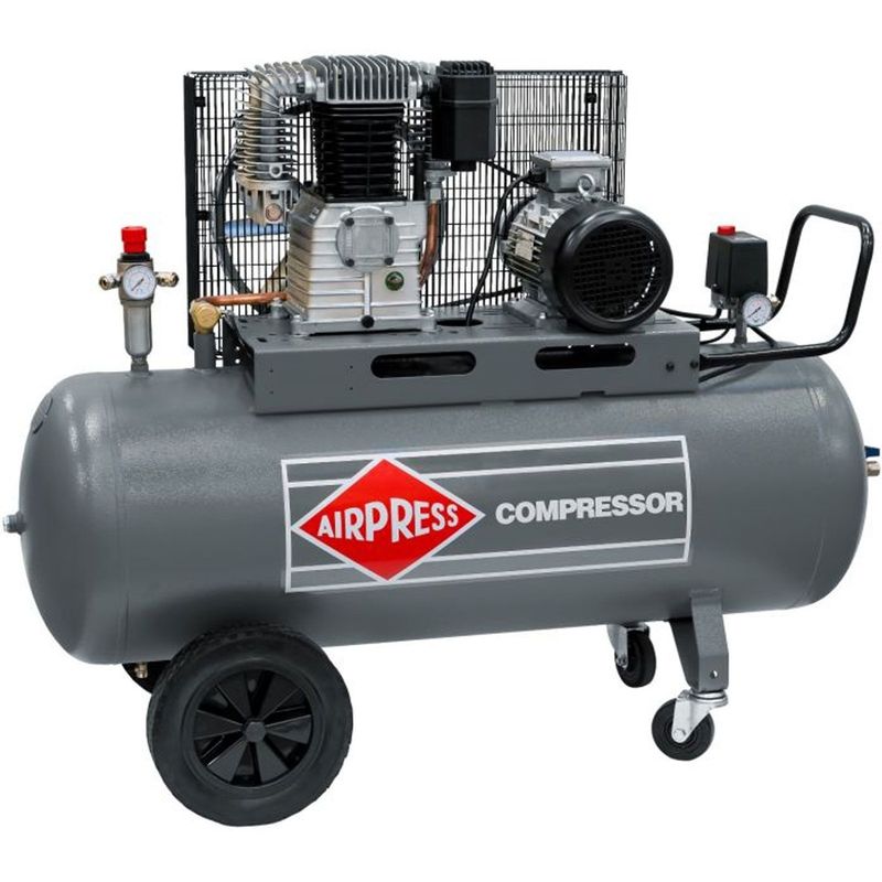 Image of Airpress® ölgeschmierter Druckluft-Kompressor 5,5 PS 4 kW 11 bar 200 l Kessel 400 Volt großer Luftdruck Kolben-Kompressor Mobil HK 650-200