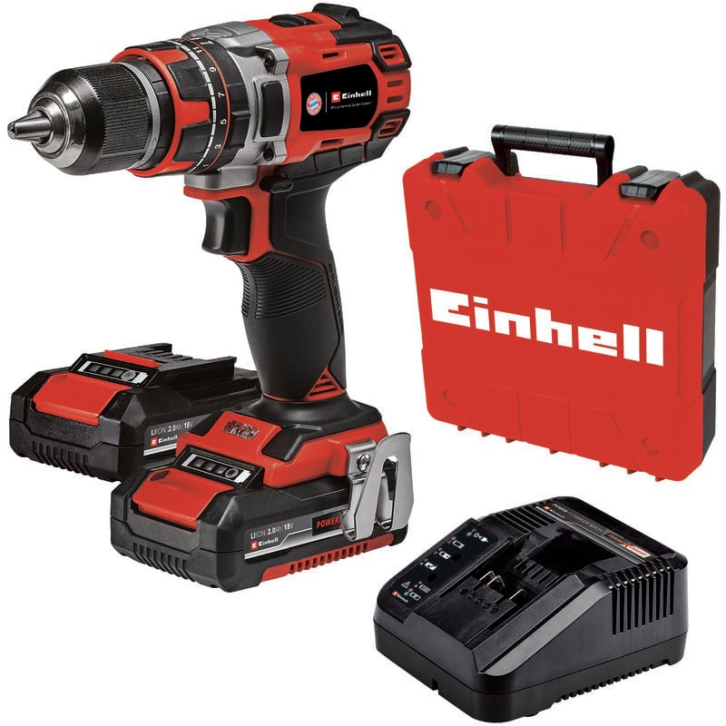 Image of Einhell Akku-Schlagbohrschrauber TP-CD 18/50 Li-i BL FC Bayern Power X-Change (18 V, 50 Nm, Brushless, 2-Gang-Getriebe, inkl. 2x 2,0 Ah Akkus,