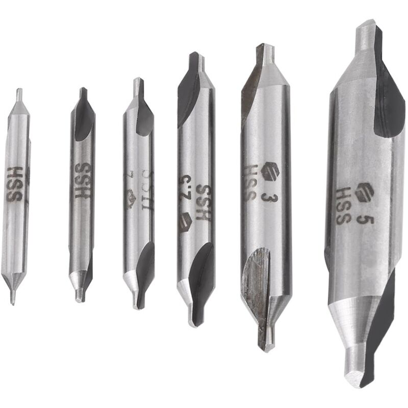 Image of Ej.life - 60 Grad hss Zentrierbohrer Set Bohrer Zentrierbohrer Senker Anbohrer 6 stücke 1/1.5/2 / 2.5/3 / 5mm für Metall