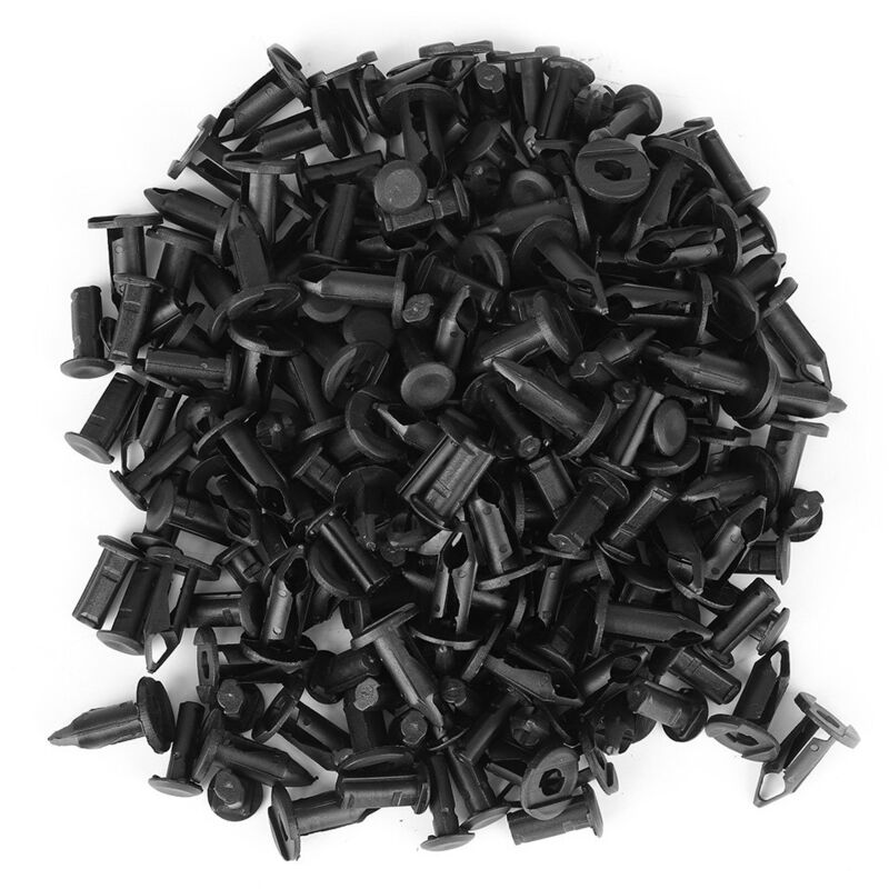 Image of 100Pcs Karosserie Kunststoff Niet, 8mm Loch Durchmesser Kunststoff Stoßstange Kotflügel Nieten Halter Push Clips Schwarz - Ej.life