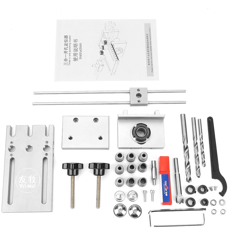 Image of Ej.life - 3 in 1 Bohrführer Ortungssatz, für Dübelbohrer, 6/8/10/15 mm Holzbearbeitung selbstzentrierend, 6061 Aluminiumlegierung einstell Drill