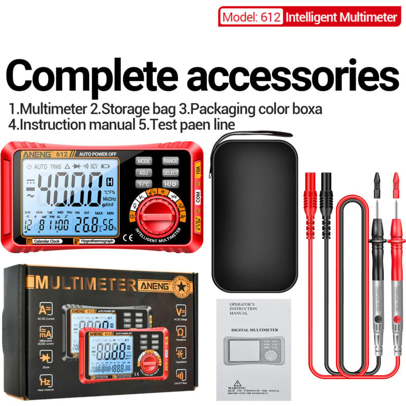 Image of Ej.life - 3-in-1-Digitalmultimeter, 4000 Counts, Multifunktions-Voltmeter, 4 MHz Bandbreite, für das Schullabor von Kfz-Elektrikern