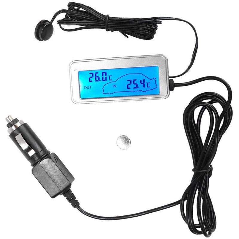 Image of Auto-Thermometer, Auto-Digital-12-V-LCD-Display, Indoor-Outdoor-Empfindlichkeitsthermometer, Temperaturmessgerät - Ej.life