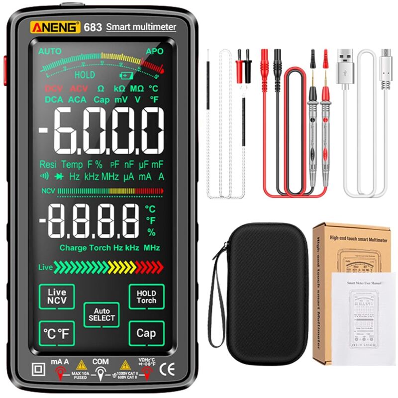 Image of Ej.life - Digitalmultimeter mit Auto Range trms 6000 Counts, Digitalmultimeter, Amperemeter, Ohmmeter, Voltmeter, misst Strom, Spannung, Widerstand,