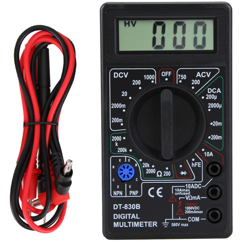 Image of Ej.life - DT-830B Digitalmultimeter ac dc Spannungsprüfer Amp Volt Ohm Tester mit LCD-Display, Misst Spannung, Strom, Widerstand, Transistor (DT-830B