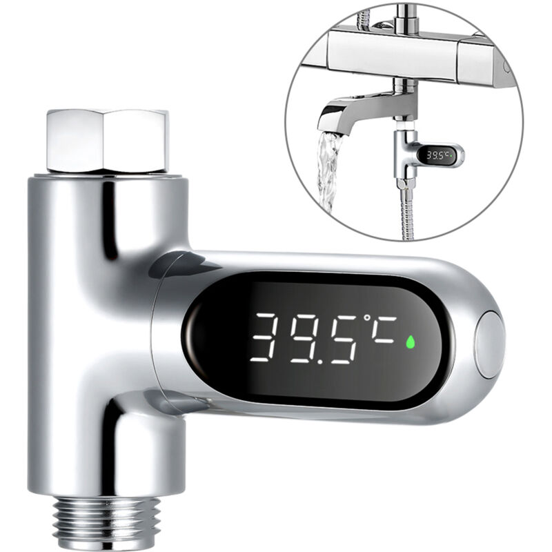 Image of Ej.life - Duschthermometer, LED-Digital-Duschtemperaturanzeige, Celsius/Fahrenheit-Anzeige, 360° drehbarer Bildschirm, für Küche, Familienbadezimmer