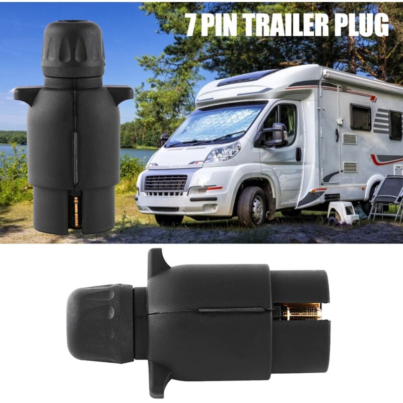 Image of Ej.life - ebtools 7-poliger Anhängerstecker 12V 7-poliger Elektrischer Anhängerstecker Typ n 7-poliger Wohnwagen-Verkabelungsstecker-Adapter