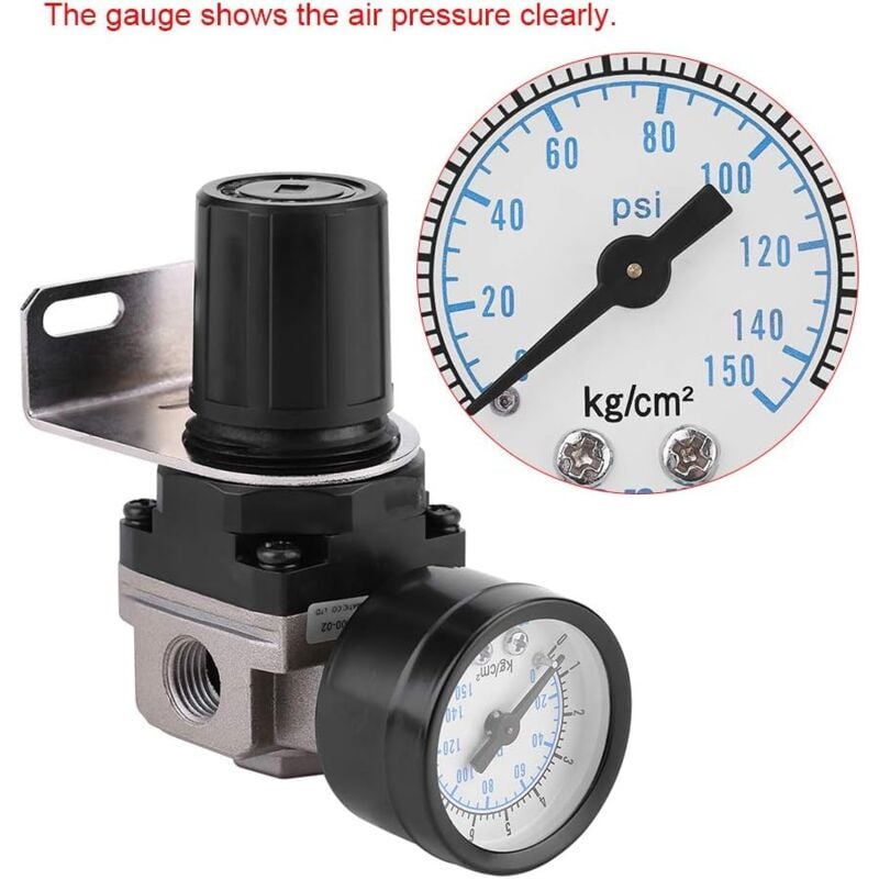 Image of Ej.Life Luftdruckregler, AR2000 G1/4 luftbetriebener Kompressor mit Manometer, 0,05 0,85 MPa