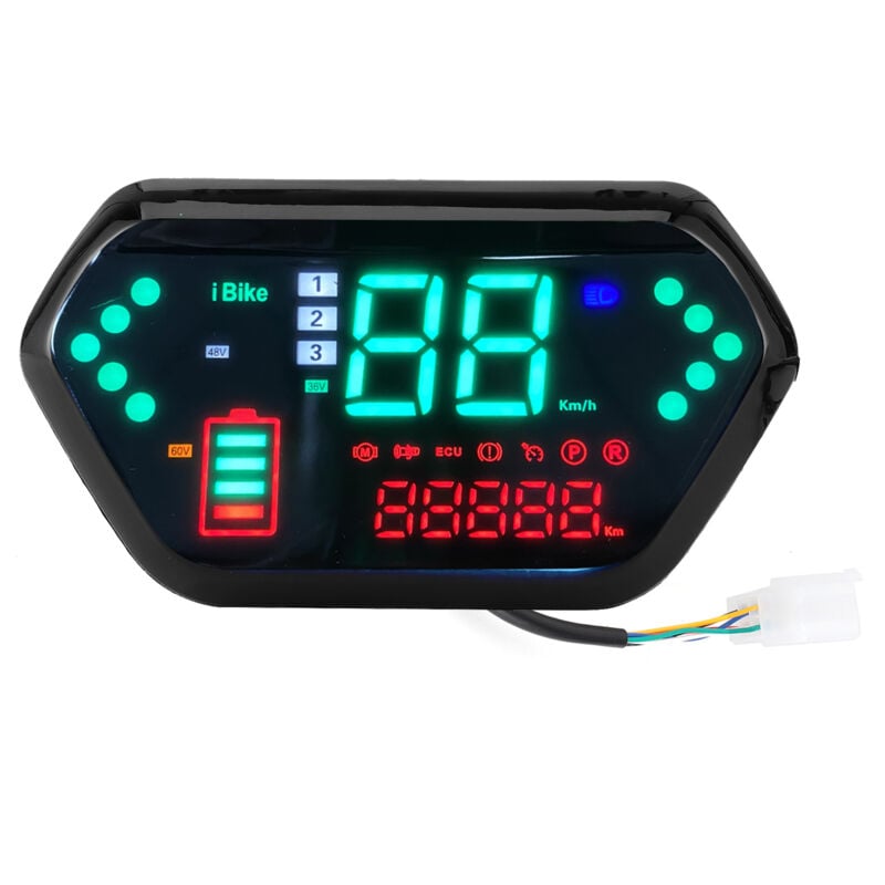 Image of Motorrad Tacho, 60V Universal Motorrad Kilometerzähler Drehzahlmesser Digital lcd Display Motorradanzeige Geschwindigkeitsmesser - Ej.life