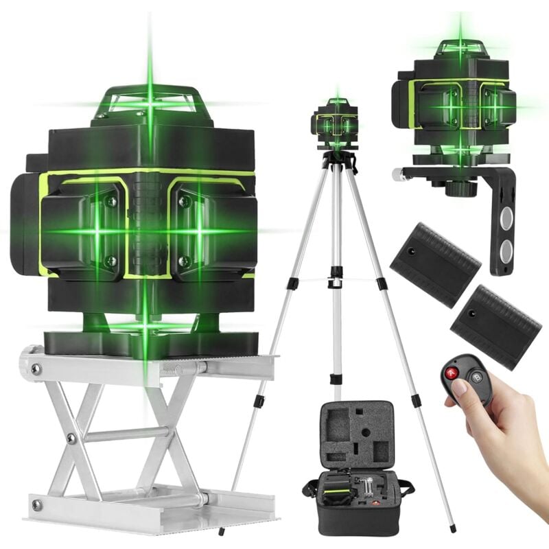 Image of Ej.life - Laser Level, 4D 16 Linien Laser Level 3° Nivelliergerät mit automatischer Nivellierfunktion, Hebeplattform, Fernbedienung und 2 Batterien,