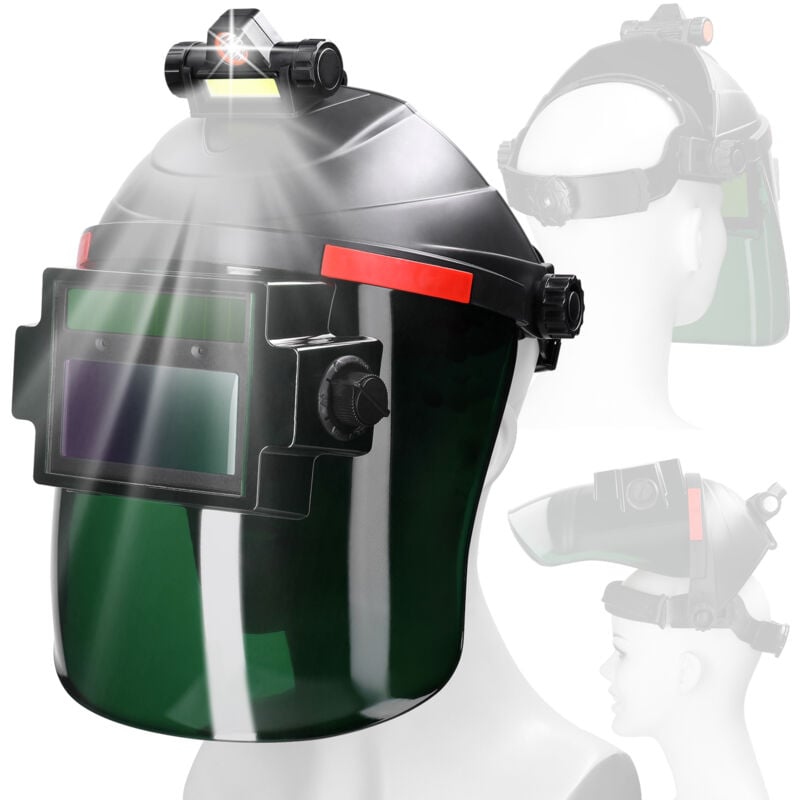 Image of Schweißmaske, am Kopf montierter Solar-Schweißhelm, automatische Verdunkelungsanpassung des Helms, solarbetrieben - Ej.life