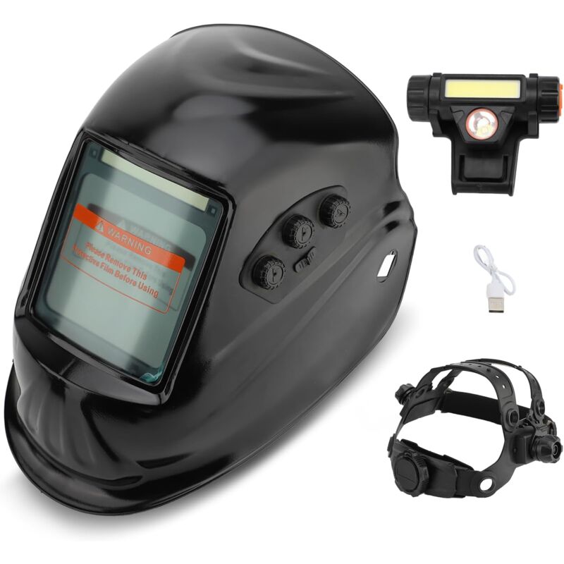 Image of Ej.life - Schweißmaske mit hoher Sichtbarkeit, automatische Verdunkelung, echte Farben, solarbetriebener Schweißhelm mit LCD-Display, für wig mig mma