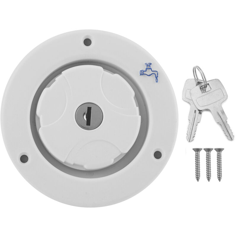 Image of Ej.life - Schwerkraft-Wassereinlass, Weißer Schwerkraft-Süßwassereinlass, der Auslaufsichere Lukeneinfüllkappe mit 2 Schlüsseln für rv Caravan