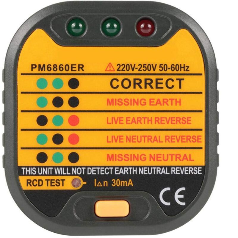 Image of Socket Tester 50-60Hz Automatische Elektrische eu Steckdose Tester für Haus PM6860BG Erkennung Testen Leckageschutz Prüfung Sicherheit Elektrischer