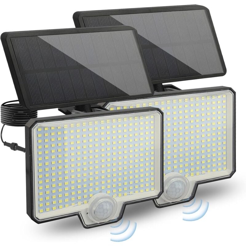 Image of Ej.life - Solarleuchten für den Außenbereich – 394 led – mit Bewegungssensor – IP65 wasserdicht – 120° Abstrahlwinkel – Solar-Gartenleuchte mit 5 m