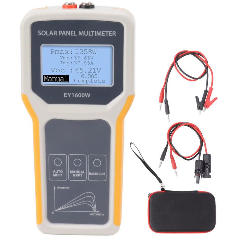 Image of Ej.life - Solarpanel Tester, EY1600W Photovoltaik Multimeter mit Hintergrundbeleuchtung, mppt Leerlaufspannungswerkzeug für Solar pv Tests für