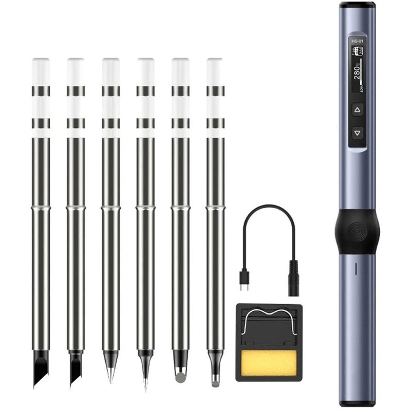 Image of Eosnow - Elektrisches Ltkolben-Kit, Digitalanzeige, Temperatur einstellbar, schnelle Erwrmung, Mini-Ltkolben, DC9-24 v, Grau, Blau