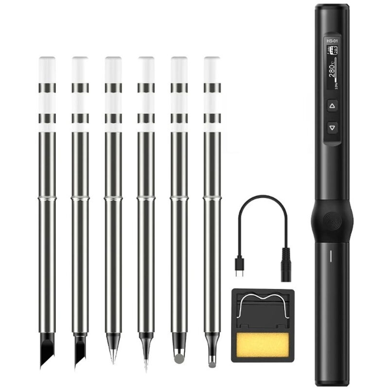 Image of Eosnow - Elektrisches Ltkolben-Kit, Digitalanzeige, Temperatur einstellbar, schnelle Erwrmung, Mini-Ltkolben, DC9-24V, Schwarz