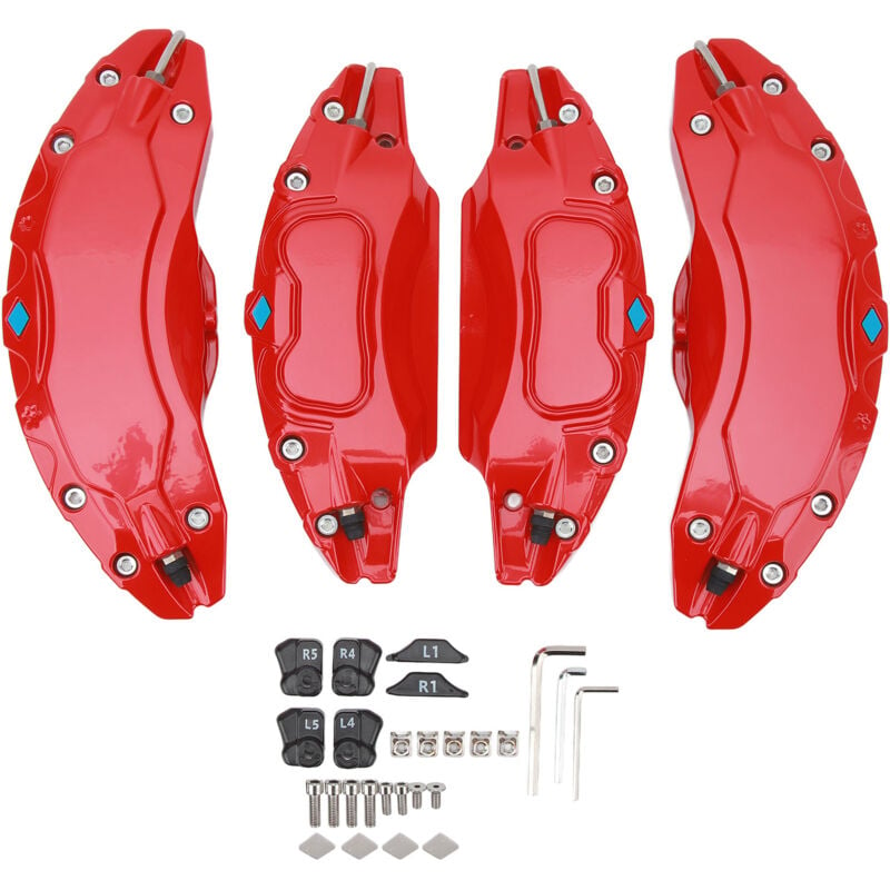 Image of Eosnow - 4 Stück 19 Zoll 20 Zoll Radnaben-Bremssattelabdeckungen, Aluminiumlegierung, Scheibenbremssattel-Schutz, Schutzabdeckung, Ersatz für Tesla