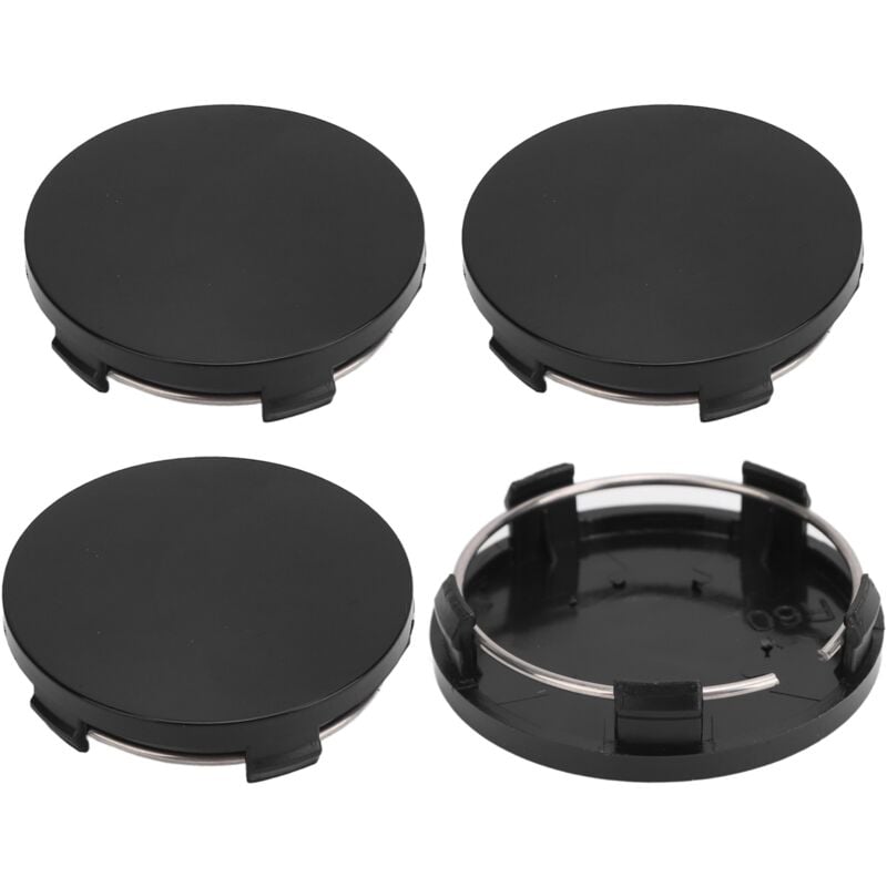 Image of 4PCS 60mm Auto Radmitte Nabenkappe mit Eisenring Stilvolle Reifenfelgenabdeckung Universal für Fahrzeug Schwarz - Eosnow