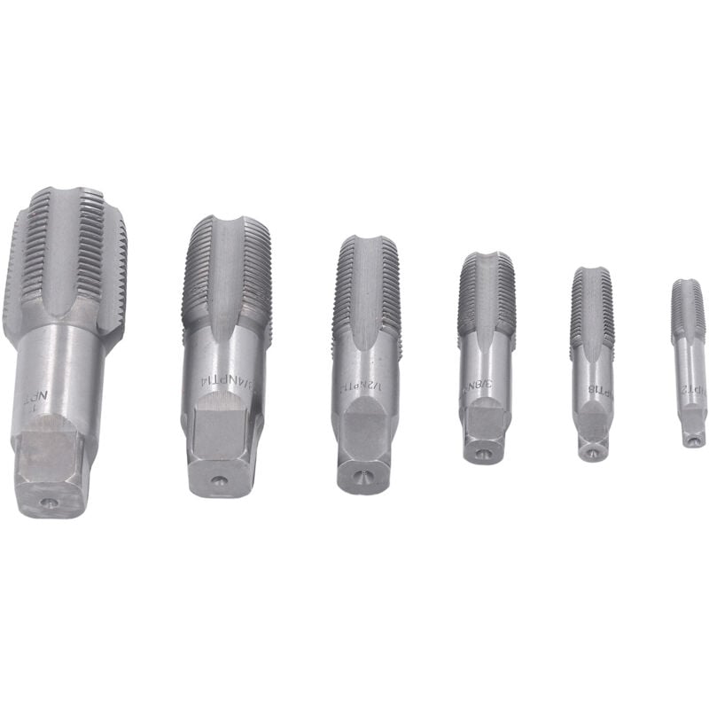 Image of Eosnow - 6-teiliger Rohrgewindebohrer npt 1 Zoll 3/4 Zoll 1/2 Zoll 3/8 Zoll 1/4 Zoll 1/8 Zoll Kohlenstoffstahl-Gewindeschneidwerkzeug-Set für pvc