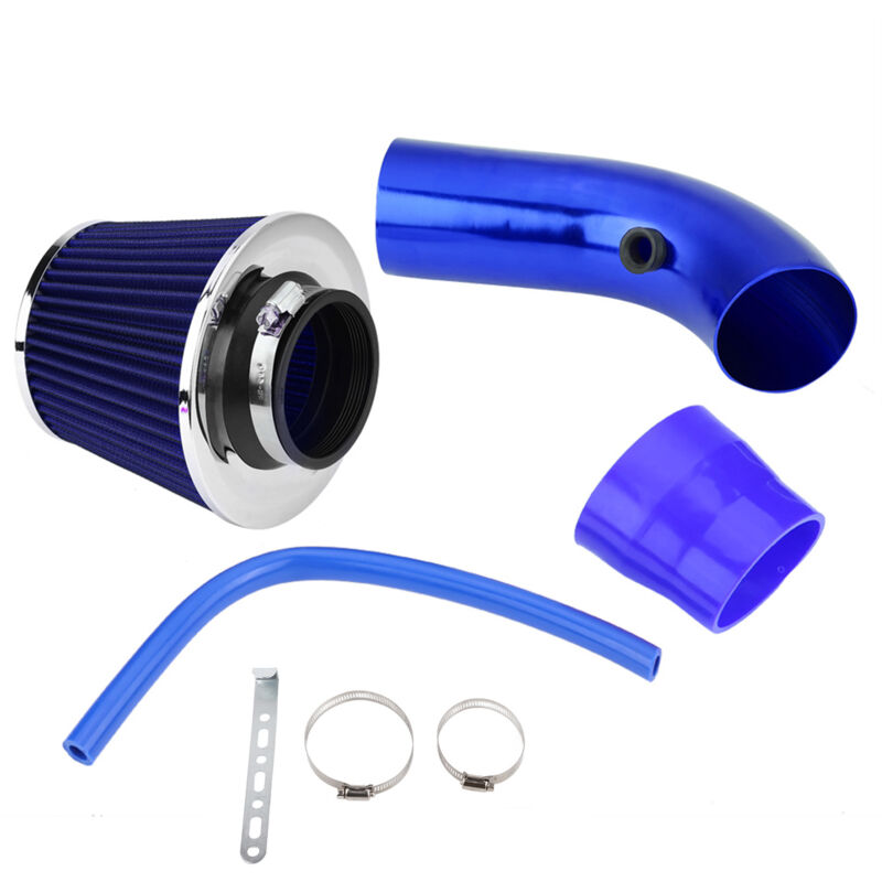 Image of 76mm 3 Zoll Universal Auto Kaltluftansaugfilter Aluminium Induktionsschlauch Rohr Kit Blau - Eosnow