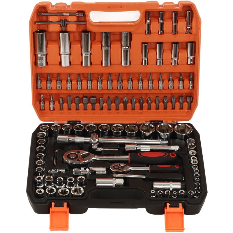 Image of Eosnow - 108-teiliges Sortiment an mechanischen Reparaturwerkzeugen, Schlagsteckschlüssel-Sortiment, Ratschen- und Sechskantschlüssel,