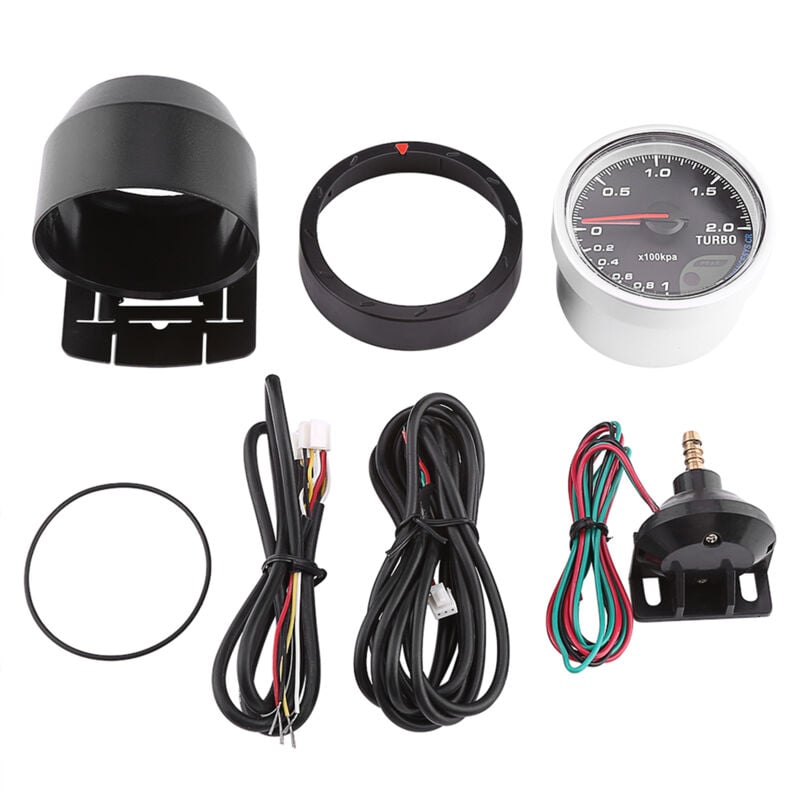 Image of Universal 60mm led Turbo Boost Meter Gauge Schwarz Shell Für Auto Racing Auto 0-200 Kpa - Eosnow