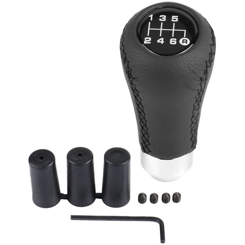 Image of Eosnow Universal Auto Fahrzeug 6 Gang Schaltknauf PU Shifter Stick mit 3 Schläuchen Schwarz