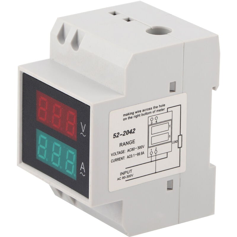 Image of Eosnow - Digitales Spannungs-Amperemeter, Din-Schiene, hohe Genauigkeit, Doppelanzeige, Voltmeter, Amperemeter, AC80–300 v, AC0–99,9 a