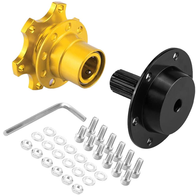 Image of Goldener Universal-Auto-Lenkradnaben-Adapter, Schnellspanner, Racing-Adapter, Snap-Off-Boss-Kit - Eosnow