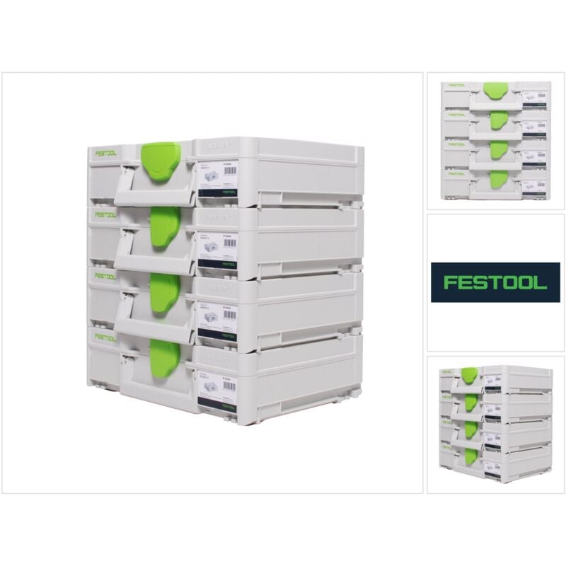 Image of Systainer Set 4x SYS3 m 112 ( 4x 204840 ) 7,7 Liter 396x296x112mm Werkzeugkoffer koppelbar - Festool